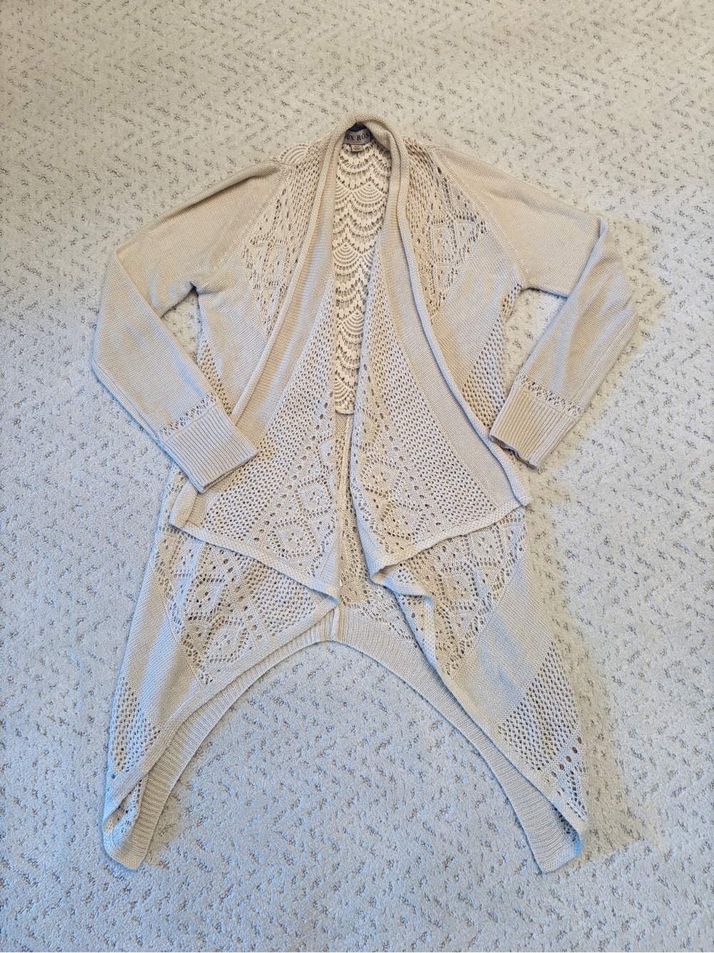 Knox Rose Knit Cardigan Sweater Size XS Creamy White Drape Open Front Boho